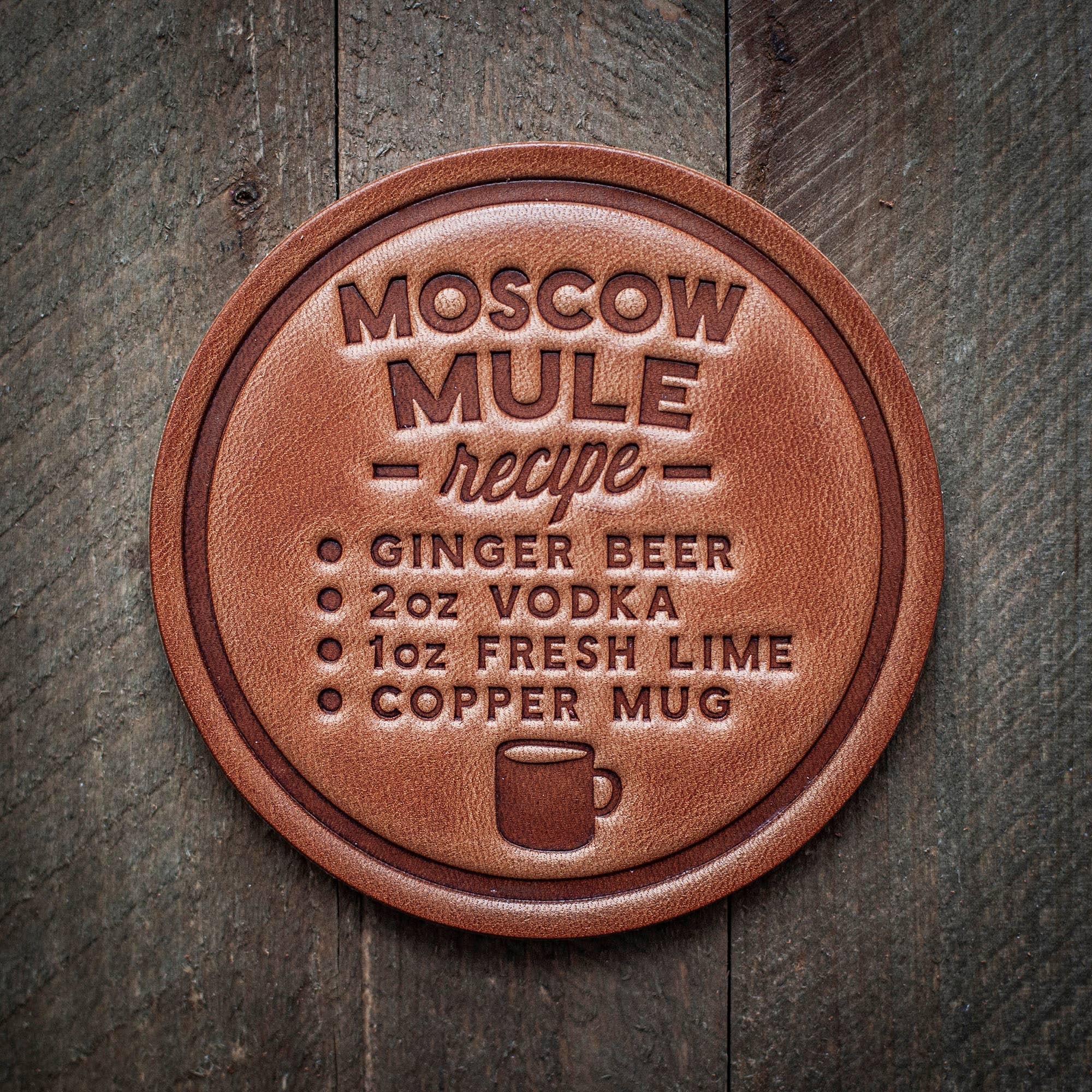 Moscow Mule Recipe Leather Coaster