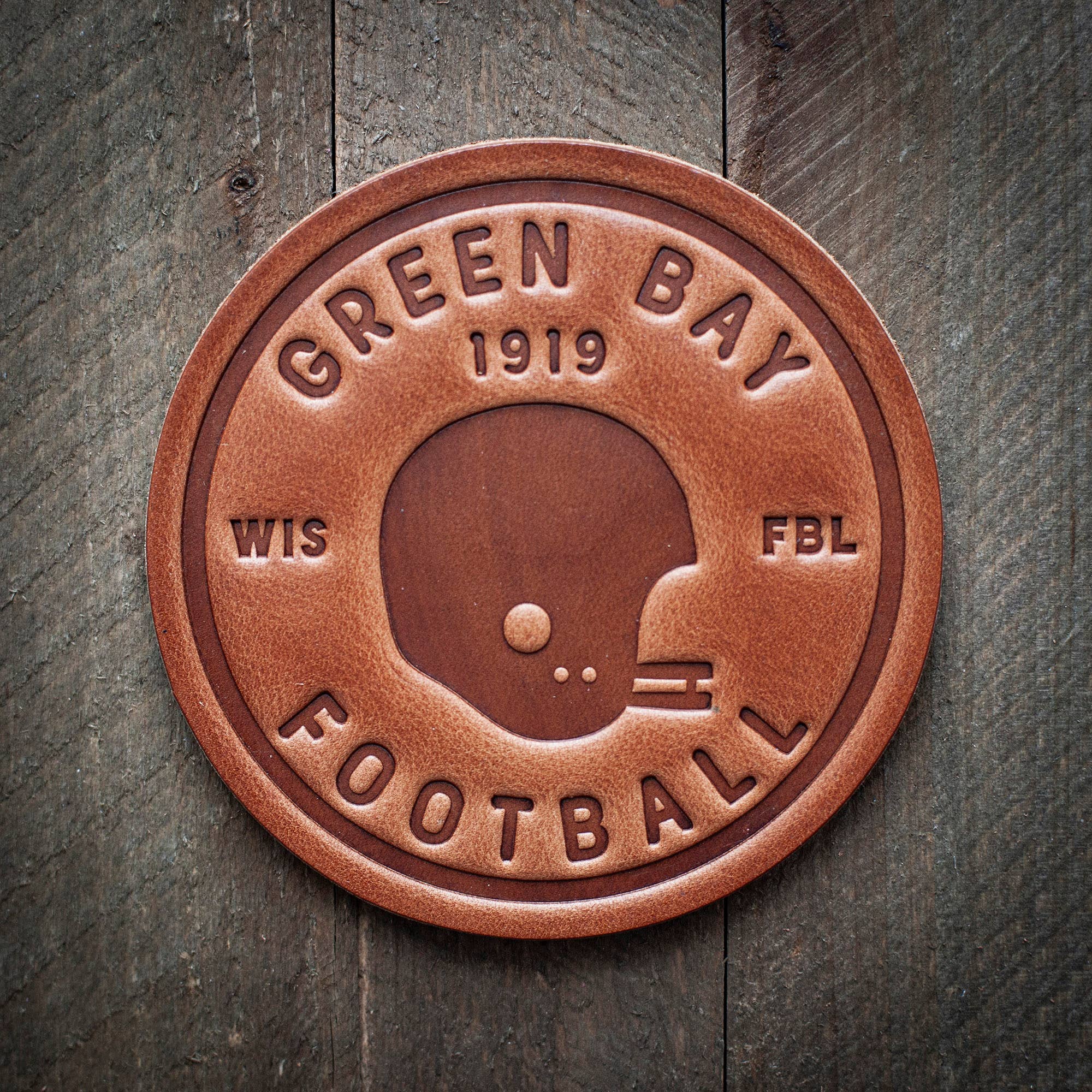 Green Bay Football Leather Coaster