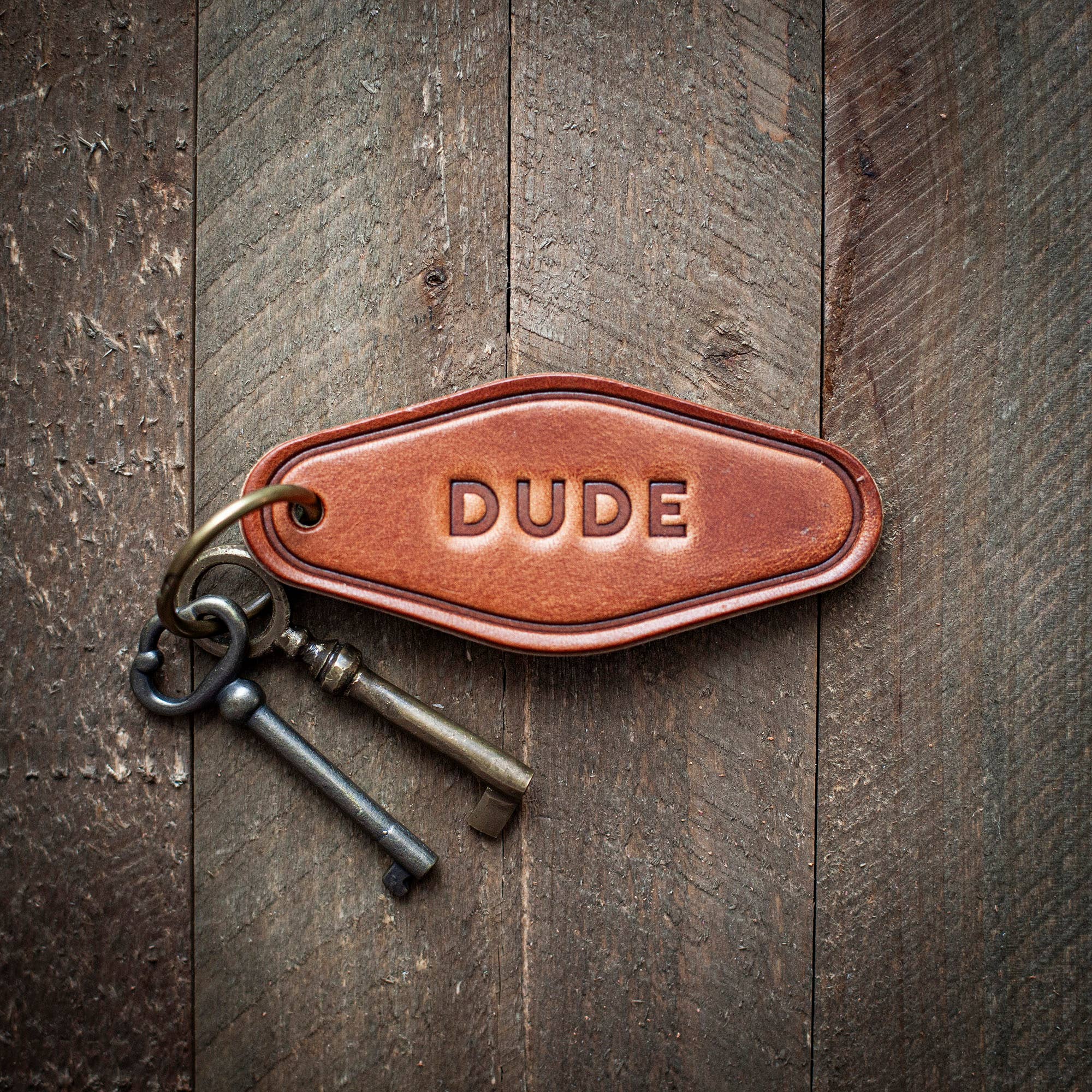 Dude Leather Keychain Motel Style
