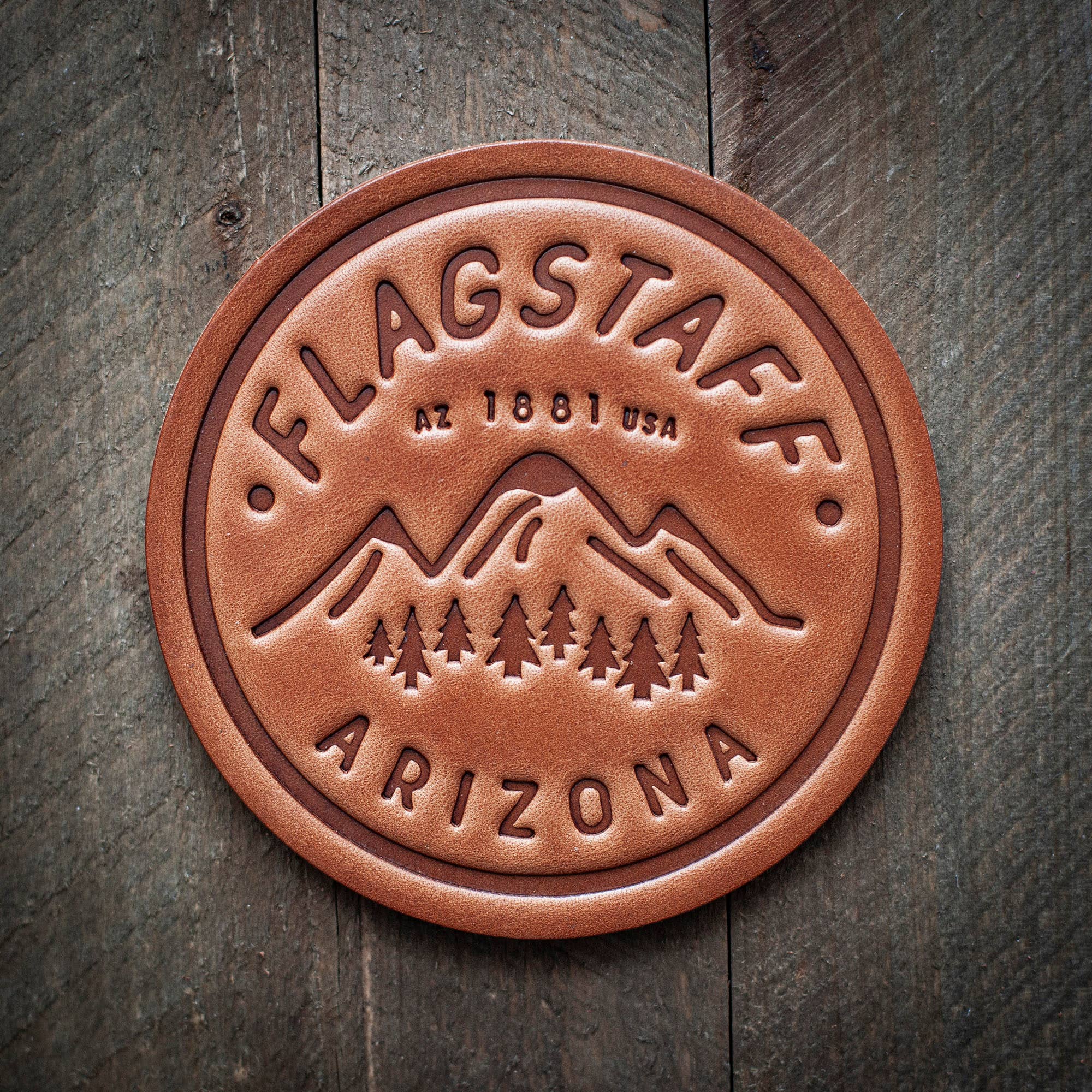 Flagstaff Arizona Leather Coaster