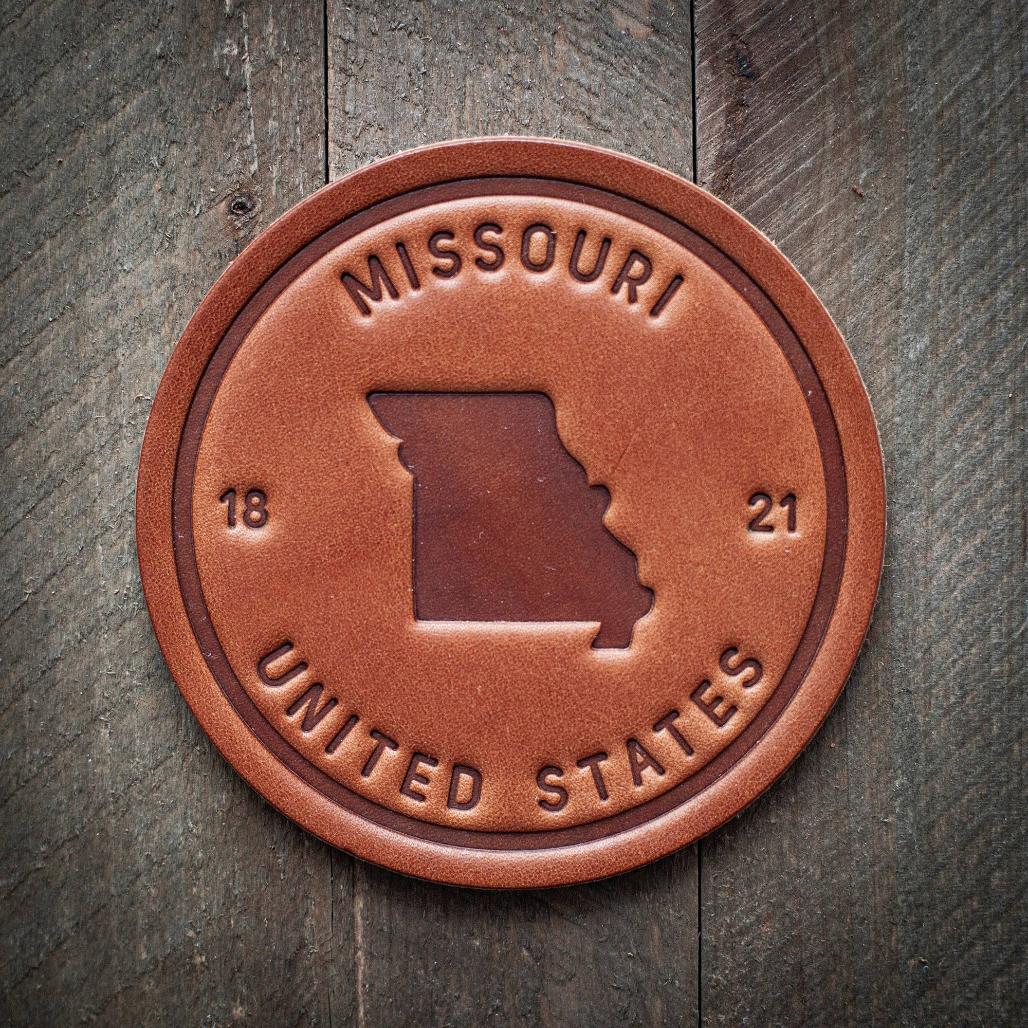 Missouri State Silhouette Leather Coaster