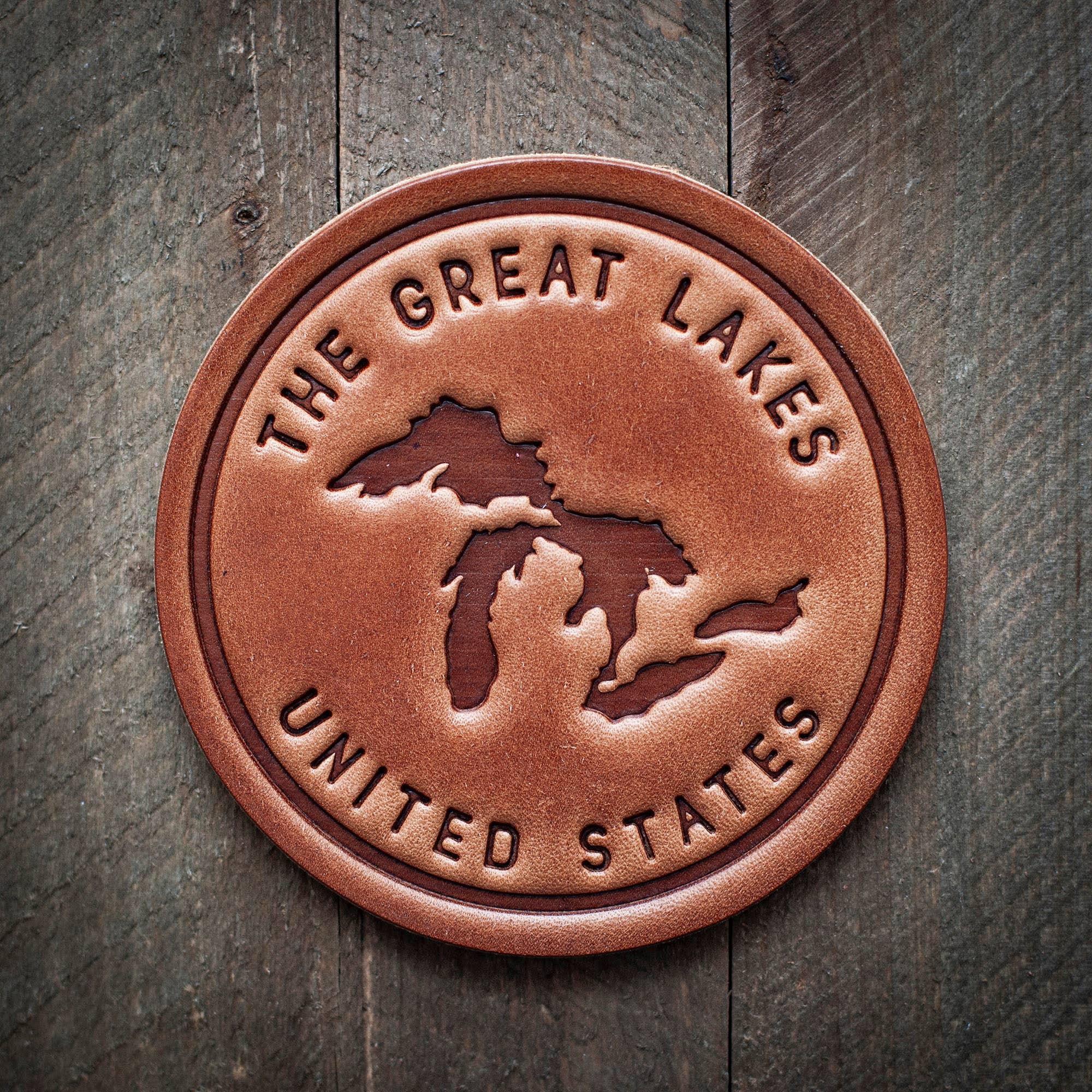 Great Lakes Silhouette Leather Coaster