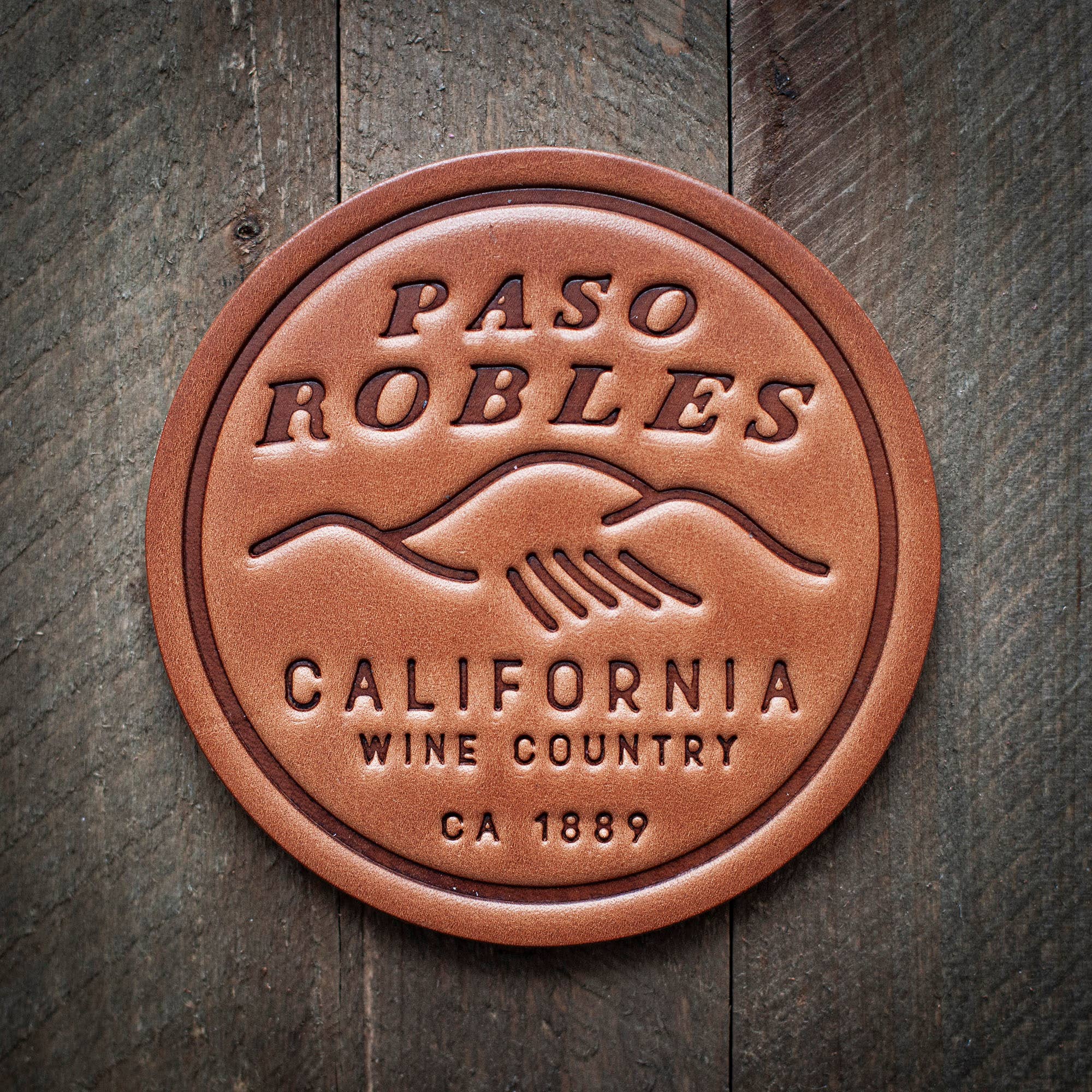 Paso Robles California Leather Coaster