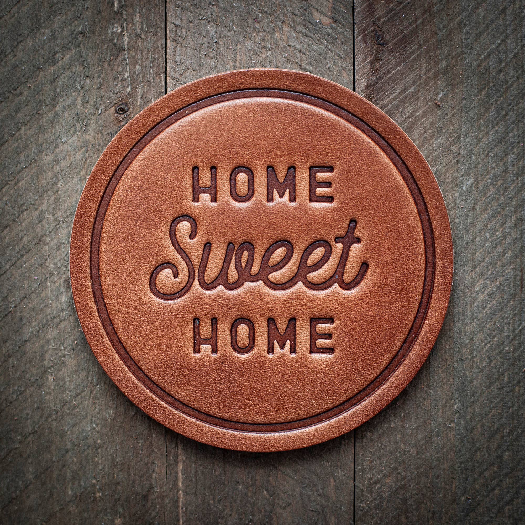 Home Sweet Home Leather Coaster