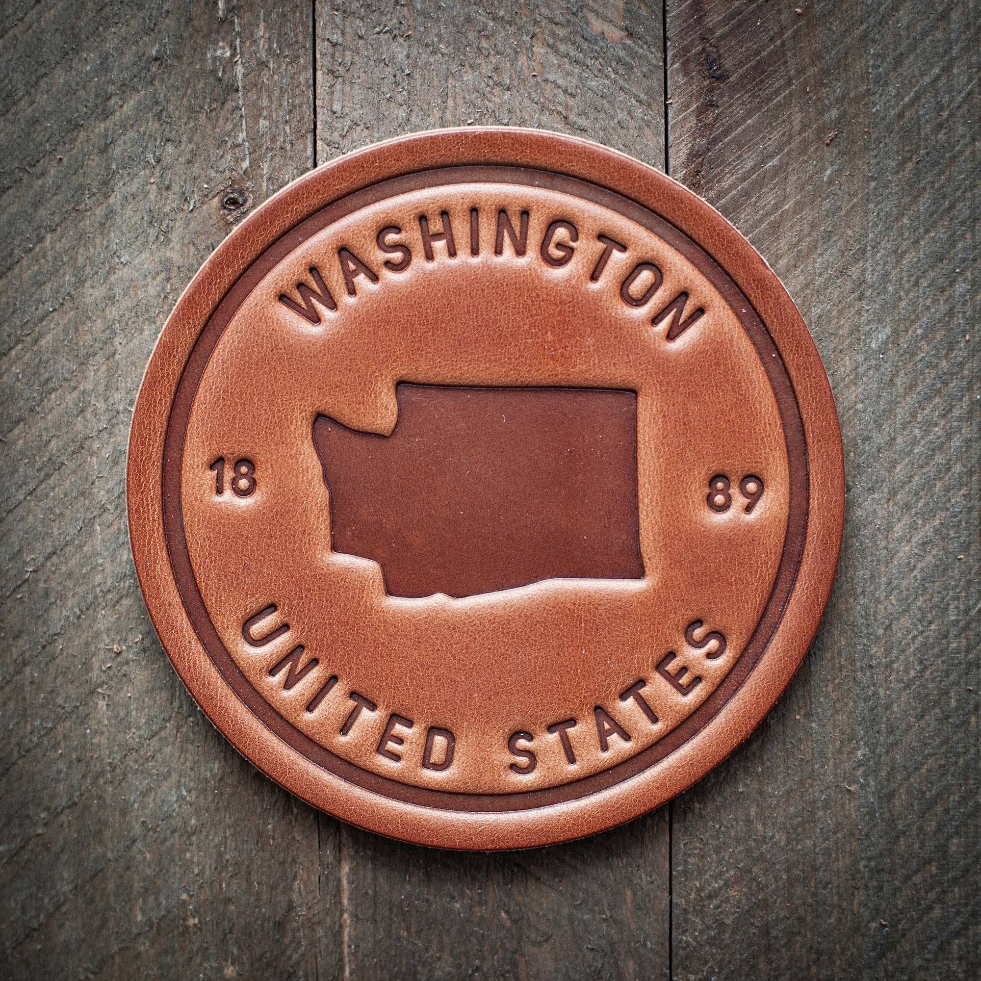 Washington State Silhouette Leather Coaster