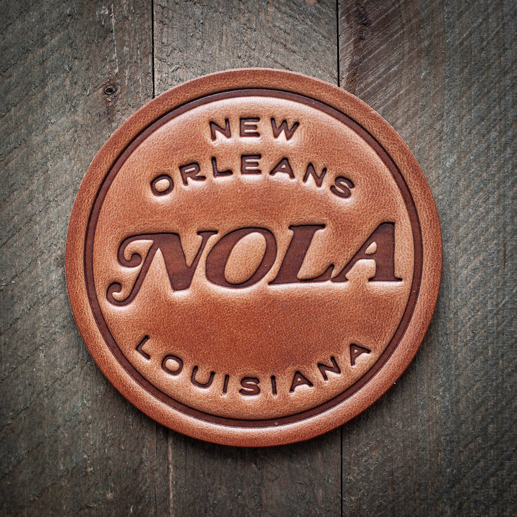 NOLA New Orleans Louisiana Leather Coaster