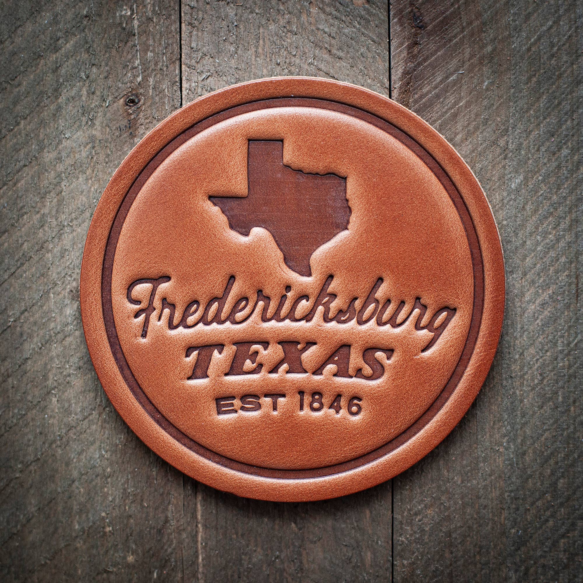 Fredericksburg Texas 1846 Leather Coaster