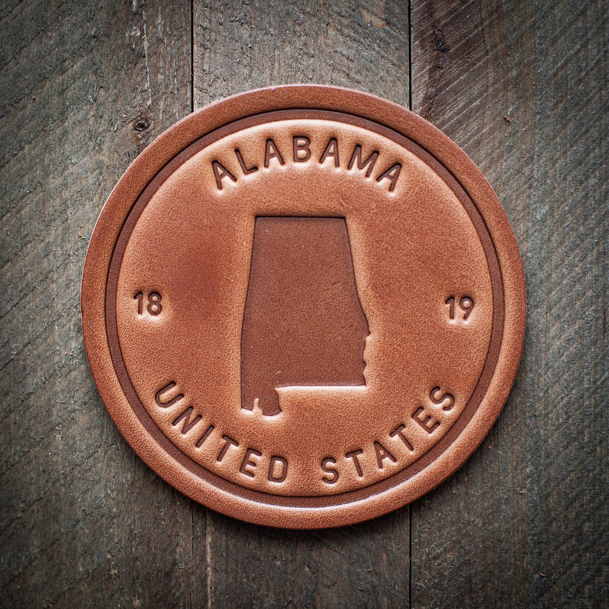 Alabama State Silhouette Leather Coaster