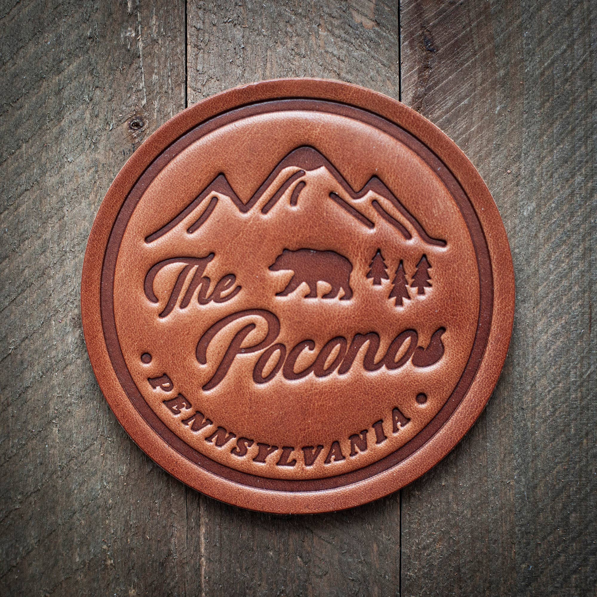 The Poconos Pennsylvania Leather Coaster