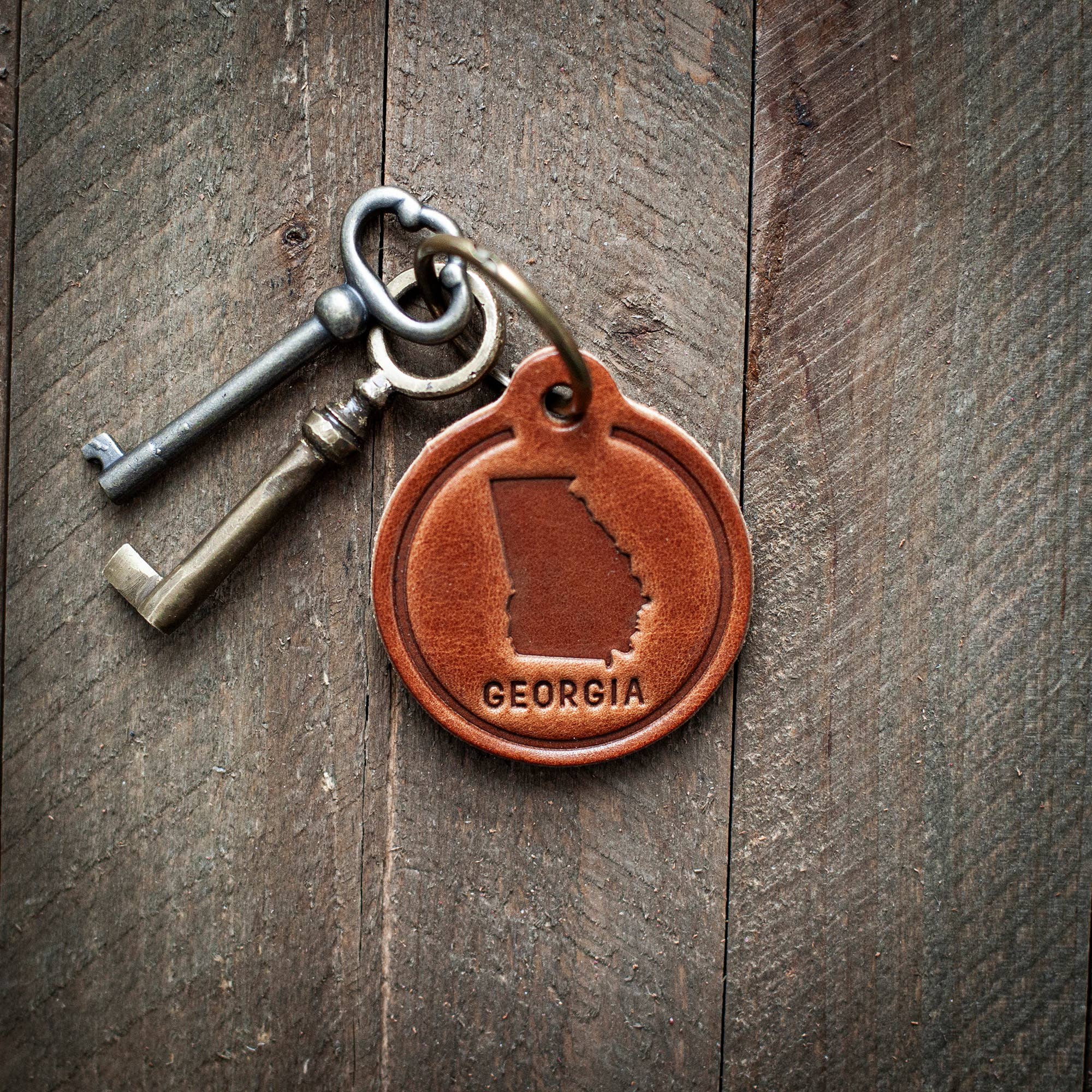 Georgia Leather Keychain Circle