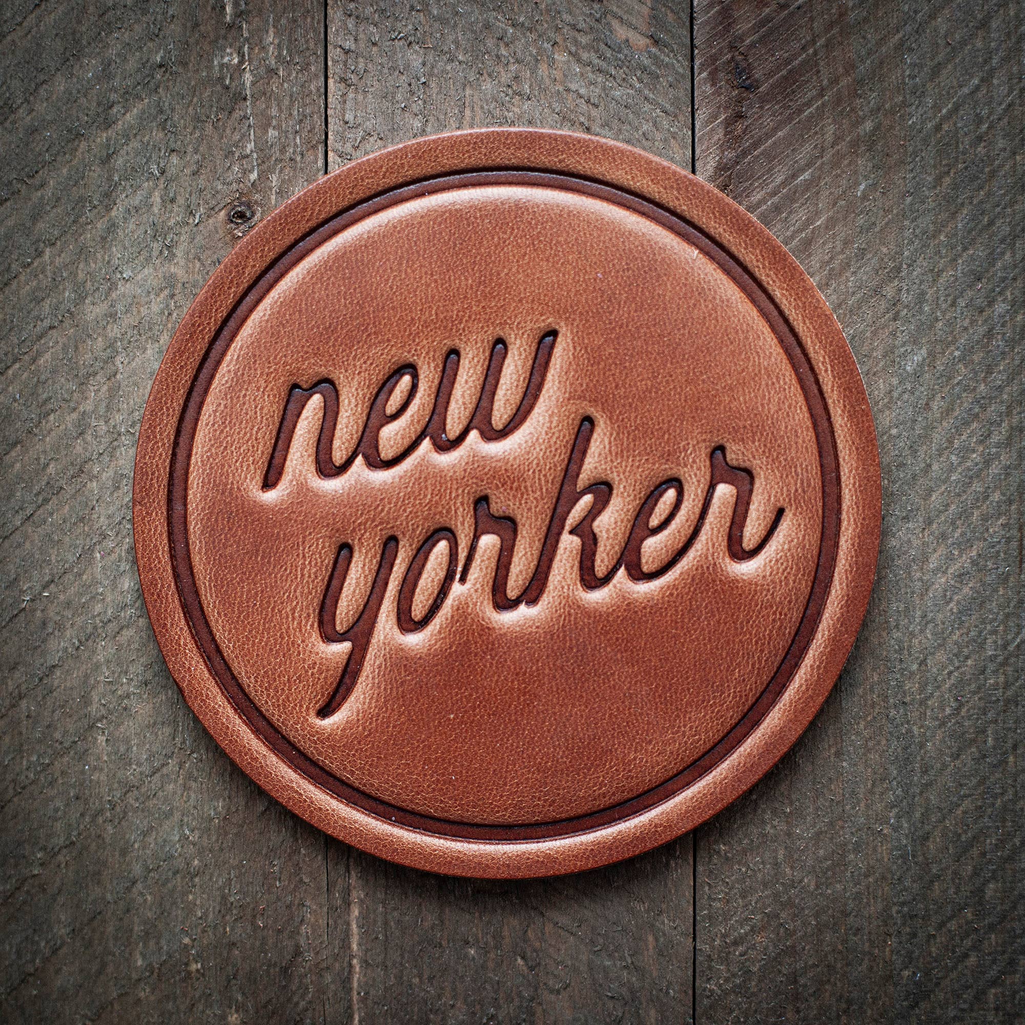 New Yorker Leather Coaster