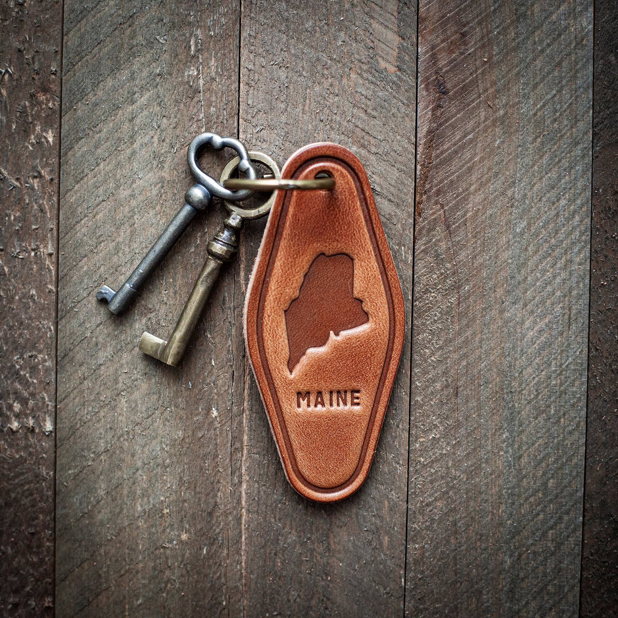 Maine Leather Keychain Motel Style