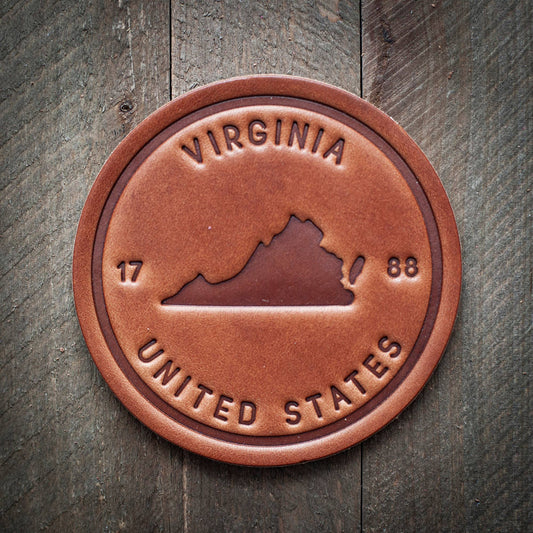 Virginia State Silhouette Leather Coaster