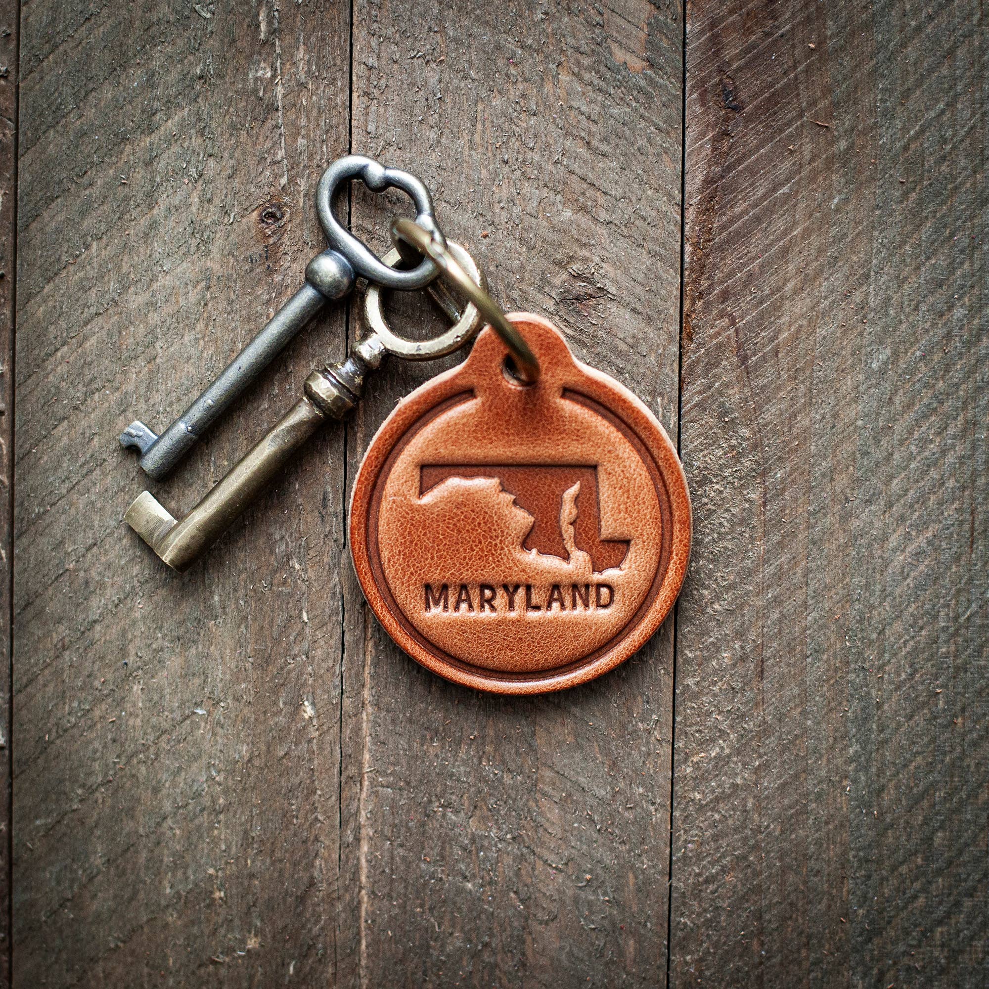 Maryland Leather Keychain Circle