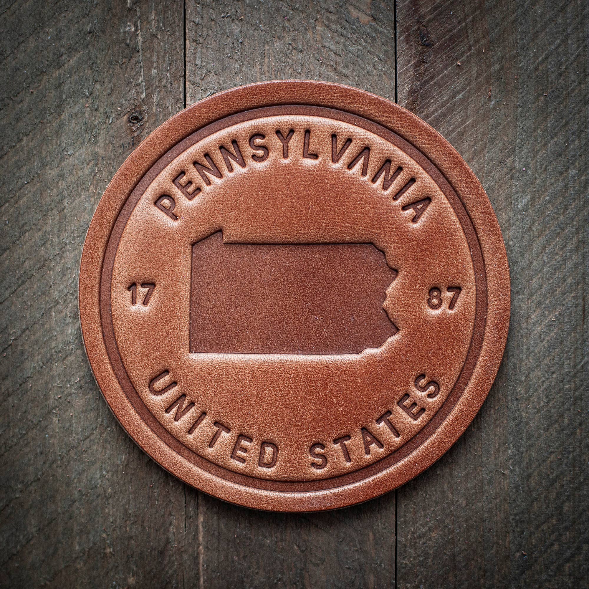 Pennsylvania State Silhouette Leather Coaster