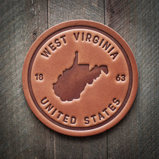 West Virginia State Silhouette Leather Coaster